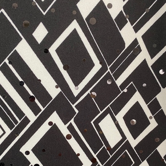 Gitane Sleeveless Mini Dress Black and White Geometric Fit and Flare - Picture 3 of 8